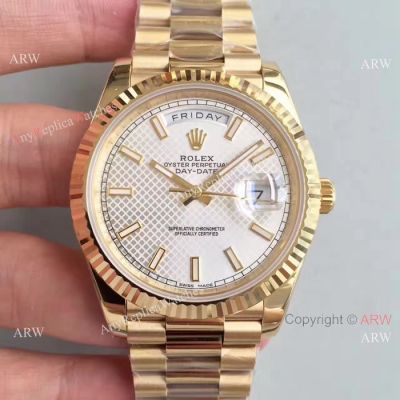 Swiss 3255 Rolex Presidential 41mm Replica Watch DayDate II White Plaid motif Dial